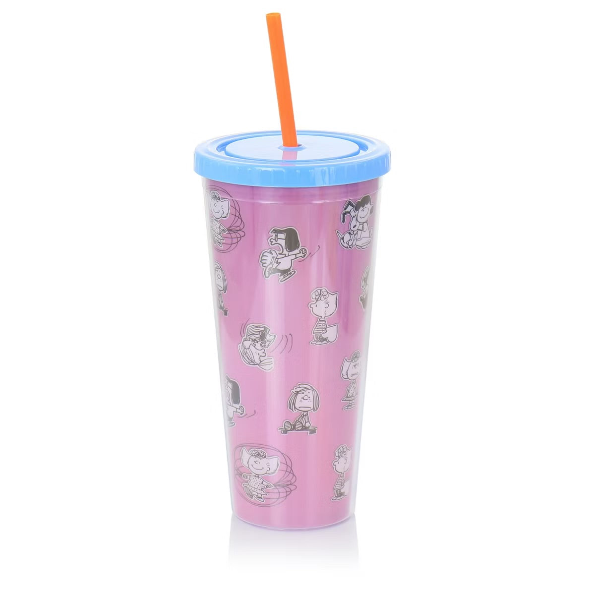 Gibson Peanuts 70th Anniversary 4 Piece 23.6 oz Tumbler Cup Set w Lid & Straw