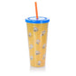 Gibson Peanuts 70th Anniversary 4 Piece 23.6 oz Tumbler Cup Set w Lid & Straw