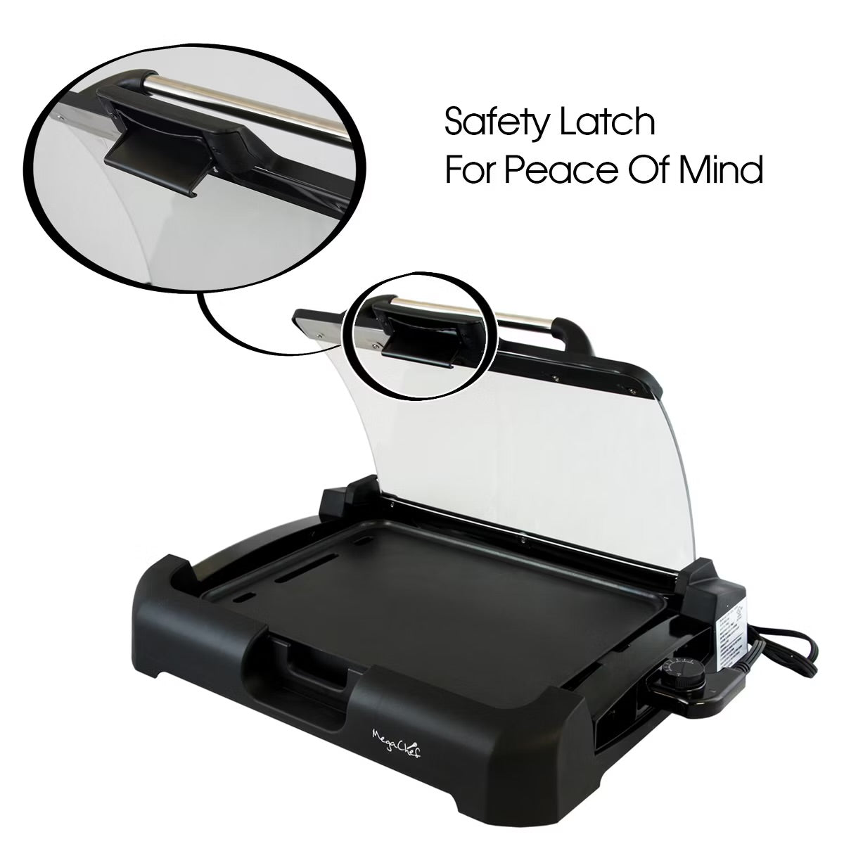 Megachef 1800W Reversible Non-stick Indoor Grill & Griddle w Removable Glass Lid
