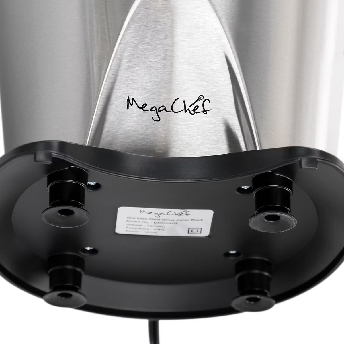 MegaChef 160W Stainless Steel Electric Citrus Juicer w Reamer & Anti-drip