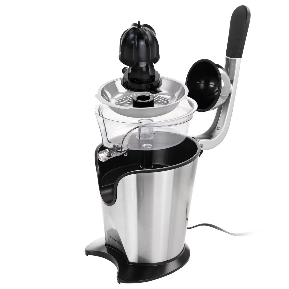 MegaChef 160W Stainless Steel Electric Citrus Juicer w Reamer & Anti-drip