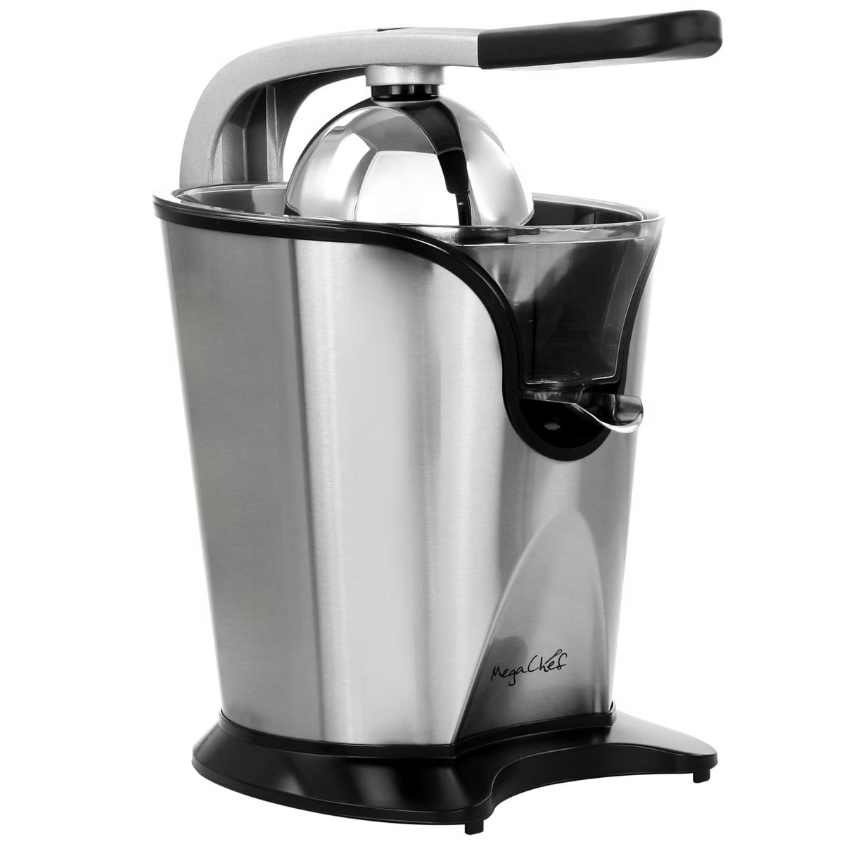 MegaChef 160W Stainless Steel Electric Citrus Juicer w Reamer & Anti-drip