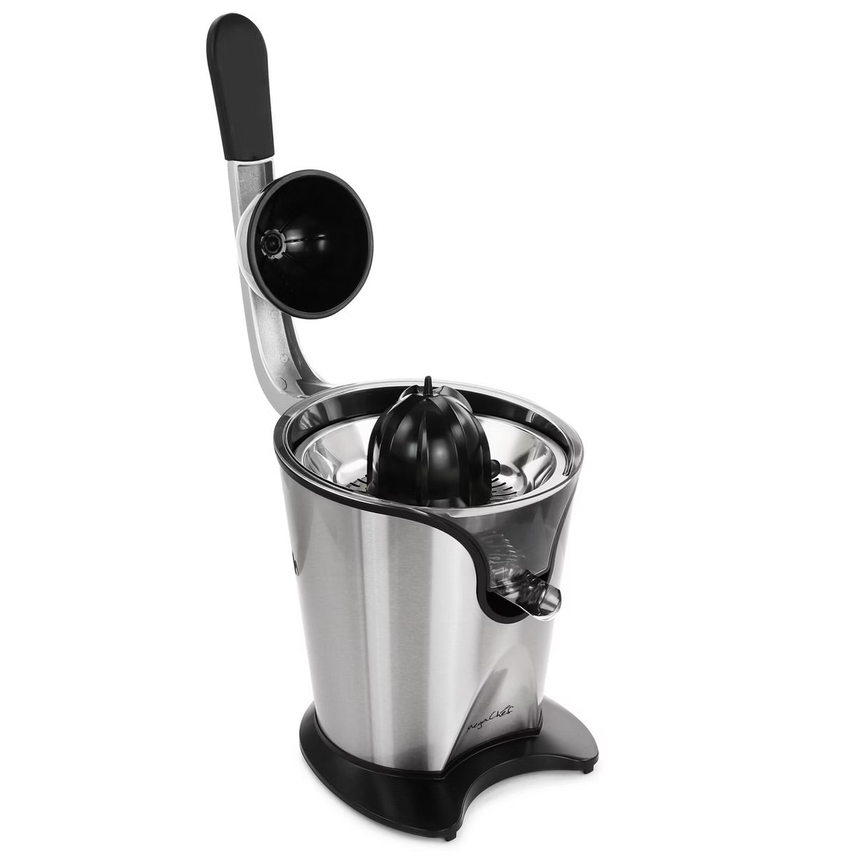 MegaChef 160W Stainless Steel Electric Citrus Juicer w Reamer & Anti-drip
