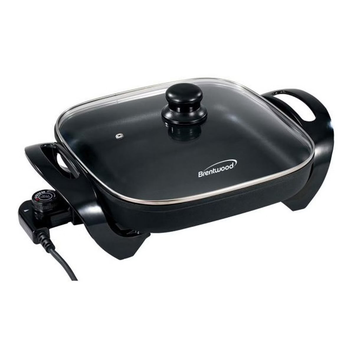 Brentwood 12" 1400W Nonstick Electric Skillet w Glass Lid in Black