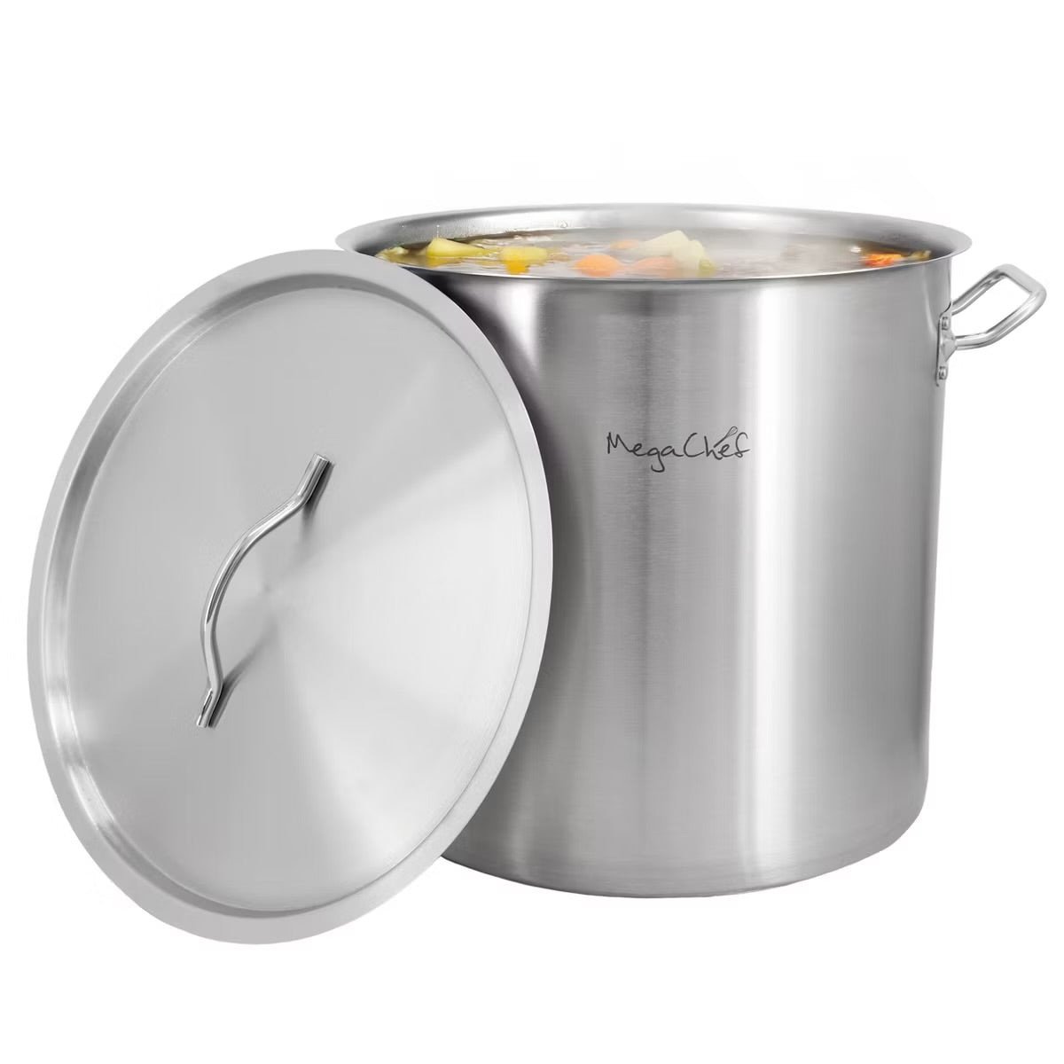 MegaChef Professional Kitchen 38.5 qt Round Stainless Steel Stock Pot w Lid