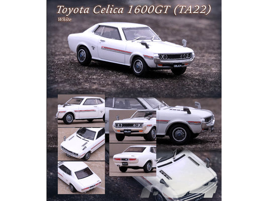 Toyota Celica 1600GT TA22 RHD Right Hand Drive White w Red Stripes 1/64 Diecast