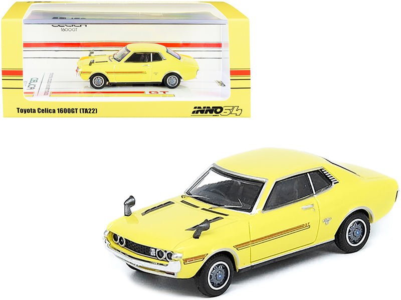 Toyota Celica 1600GT TA22 RHD Right Hand Drive Yellow w Red Stripes 1/64 Diecas