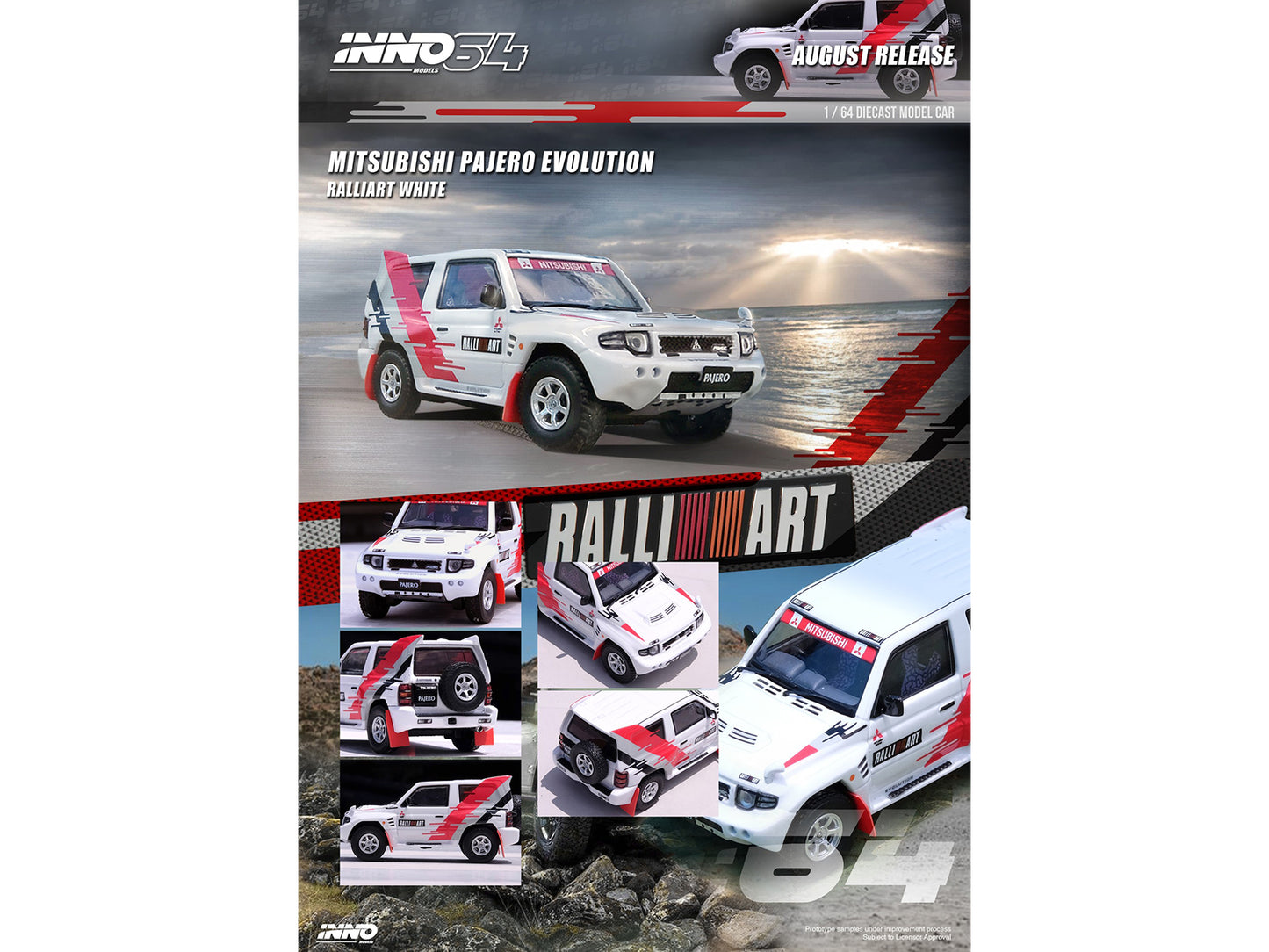 Mitsubishi Pajero Evolution RHD Right Hand Drive White w Graphics Ralliart 1/64