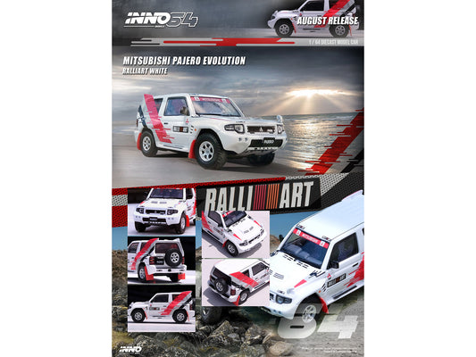 Mitsubishi Pajero Evolution RHD Right Hand Drive White w Graphics Ralliart 1/64