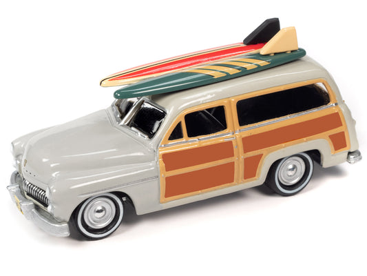 1950 Mercury Woody Wagon Dakota Gray w Wood Panels & Surfboards on Roof & 1959