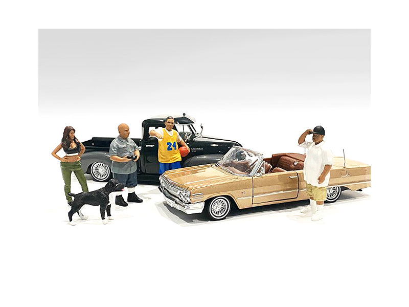 Lowriderz a Dog 5 piece Figurine Set for 1/24 Scale Models American Diorama