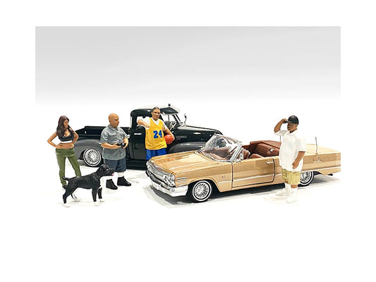 Lowriderz a Dog 5 piece Figurine Set for 1/24 Scale Models American Diorama