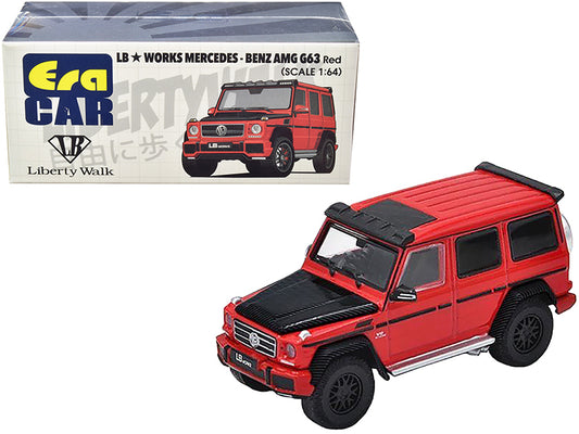 Mercedes-Benz AMG G63 LB Works Wagon Red w Carbon Hood 1/64 Diecast Car Era Car