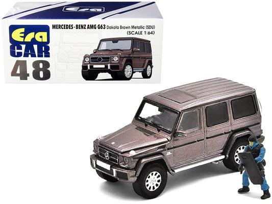 Mercedes Benz G63 SDU Dakota Brown Metallic w Officer Figurine 1/64 Diecast Car