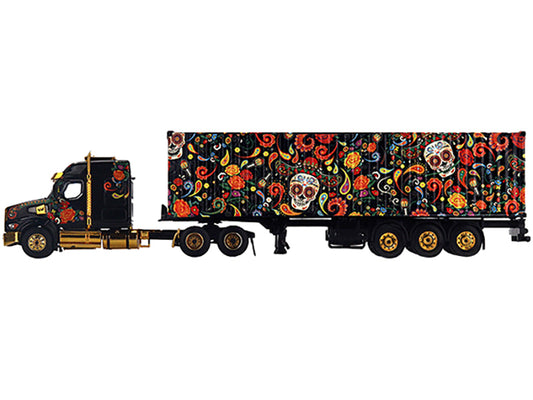 Western Star 49X w 40 Ft Container Dia de los Muertos Day of the Dead Black w G