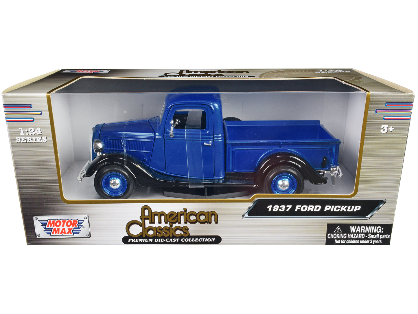 1937 Ford Pickup Truck Blue Metallic Black American Classics 1/24 Diecast Car M