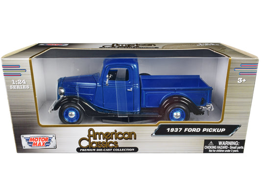 1937 Ford Pickup Truck Blue Metallic Black American Classics 1/24 Diecast Car M