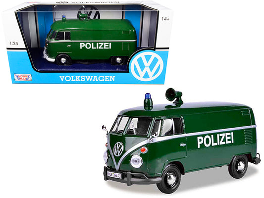 Volkswagen Type 2 T1 Police Van Polizei Dark Green 1/24 Diecast Car Motormax