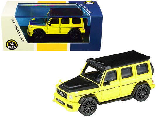 Mercedes AMG G63 Liberty Walk Wagon Bright Yellow w Black Hood Top 1/64 Diecast