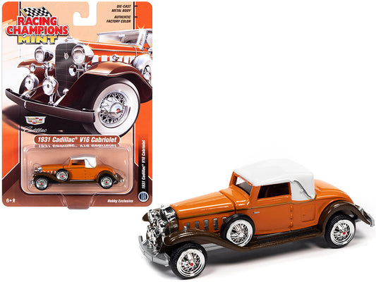 1931 Cadillac V16 Burnt Orange Brown Metallic w White Top 1/64 Diecast Car Raci