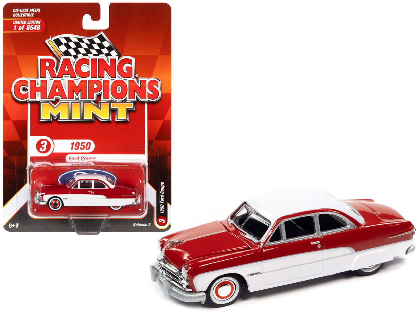 1950 Ford Coupe Red White Racing Champions Mint 2022 Release 2 Limited Edition