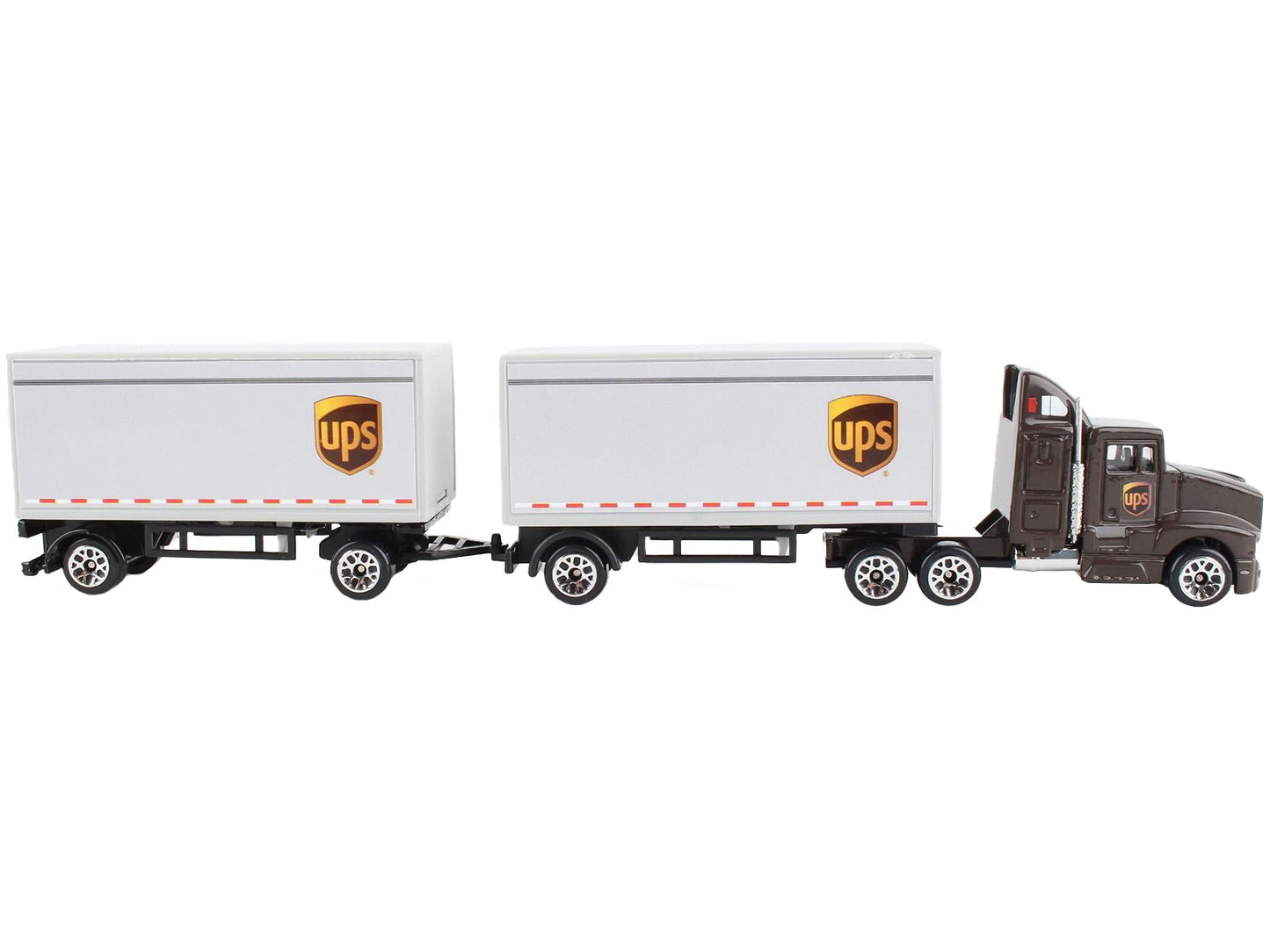 UPS Truck w Double Pup Trailers Brown United Parcel Service Diecast Model by Dar