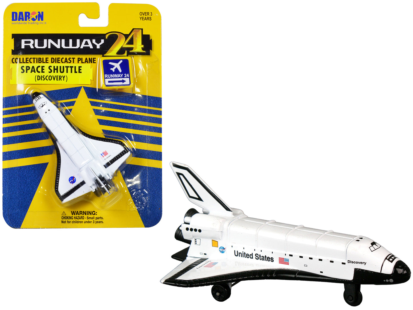 NASA Discovery Space Shuttle White United States w Runway 24 Sign Diecast Model