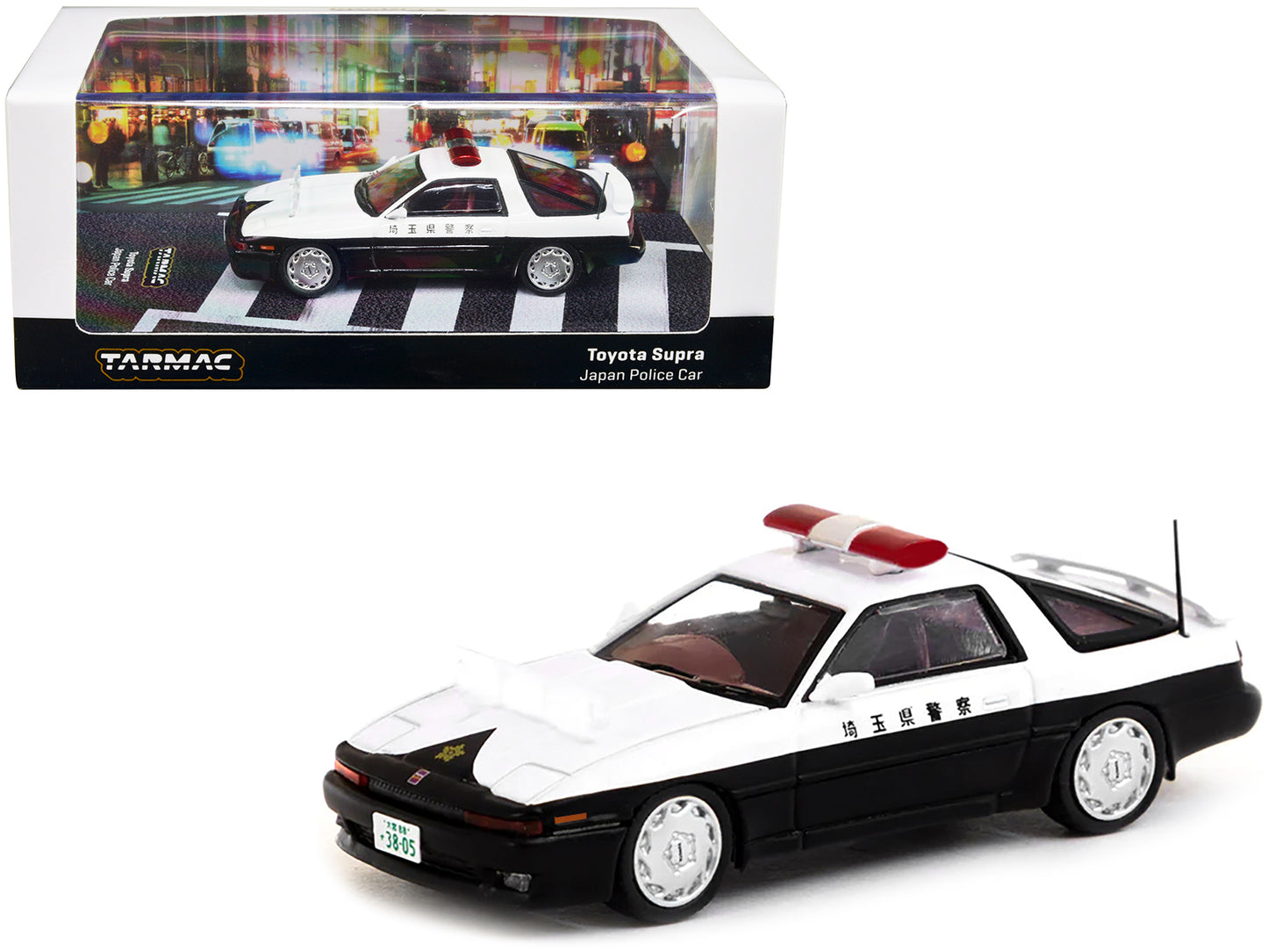 Toyota Supra RHD Right Hand Drive Black White Japan Police Car Road64 Series 1/