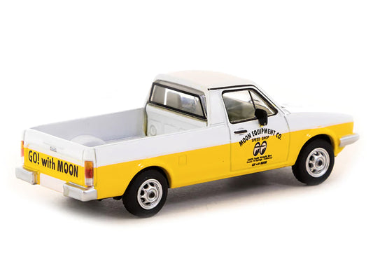 Volkswagen Caddy Pickup Truck White Yellow Moon Equipment Co. - Mooneyes Collab