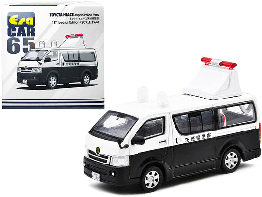 Toyota Hiace Japan Police Van White Black 1st Special Edition 1/64 Diecast Car