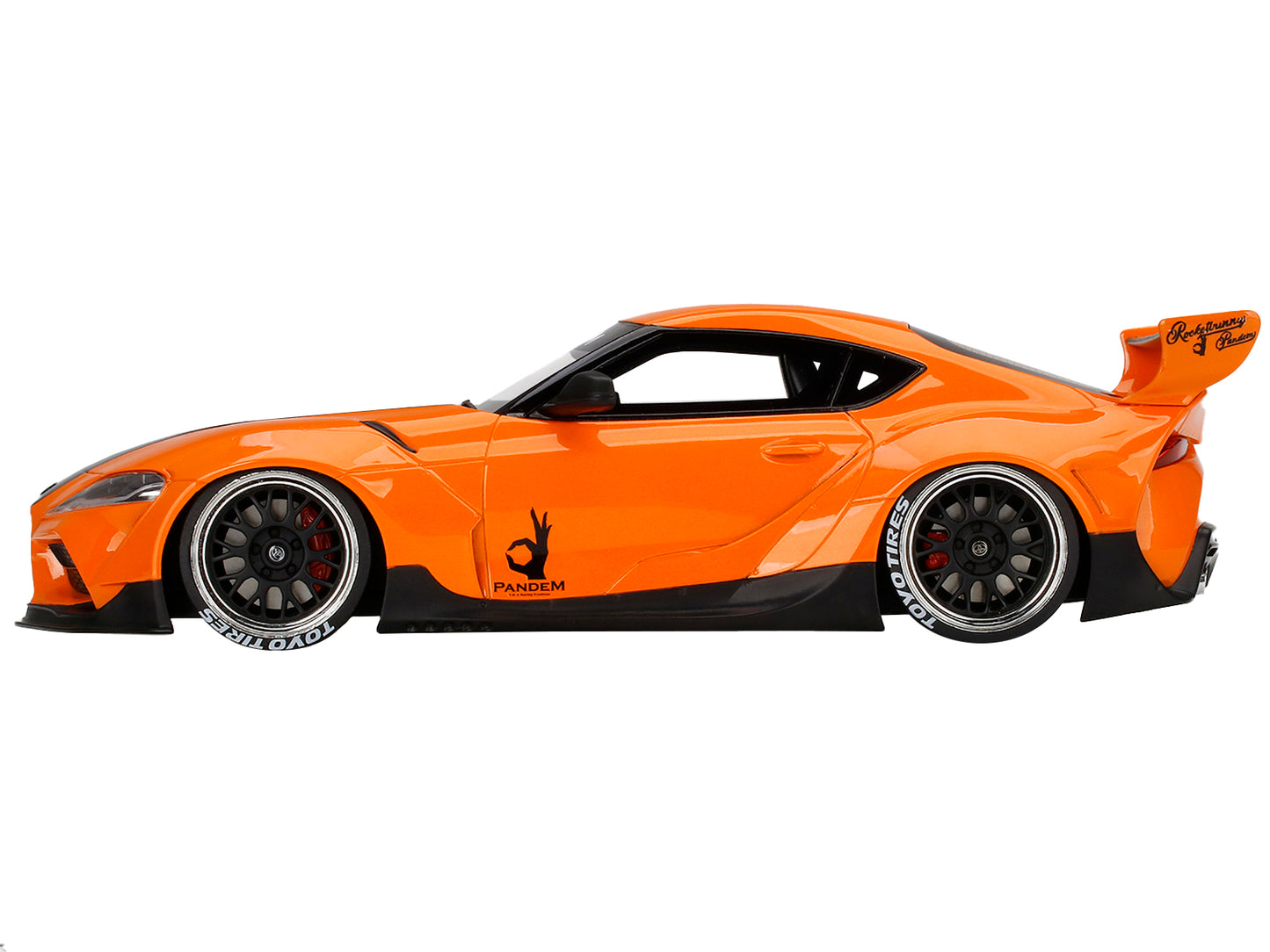 Toyota Pandem GR Supra V1.0 Orange w Black Hood 1/18 Model Car Top Speed