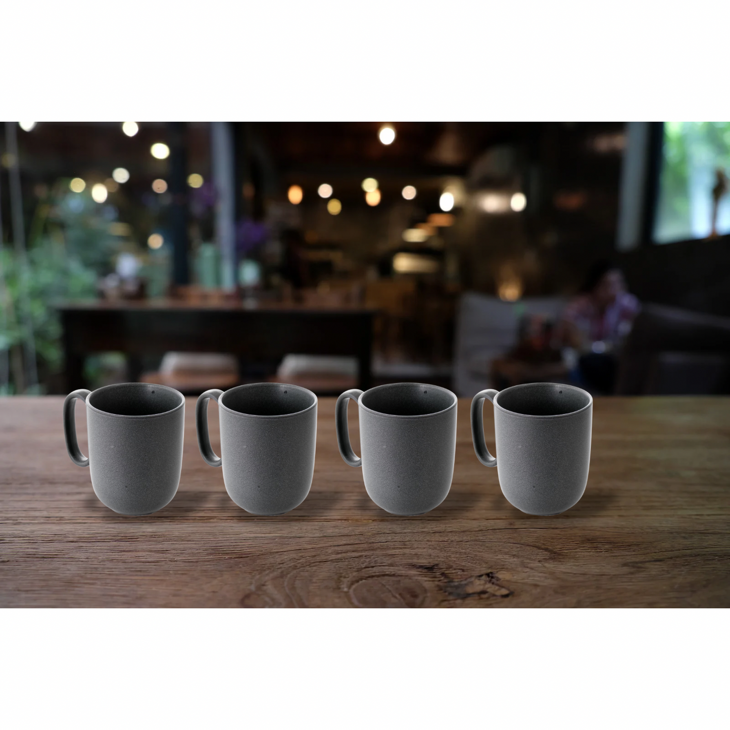 Our Table Landon Gray 4 Piece 15 oz Round Stoneware Mug Set Truffle