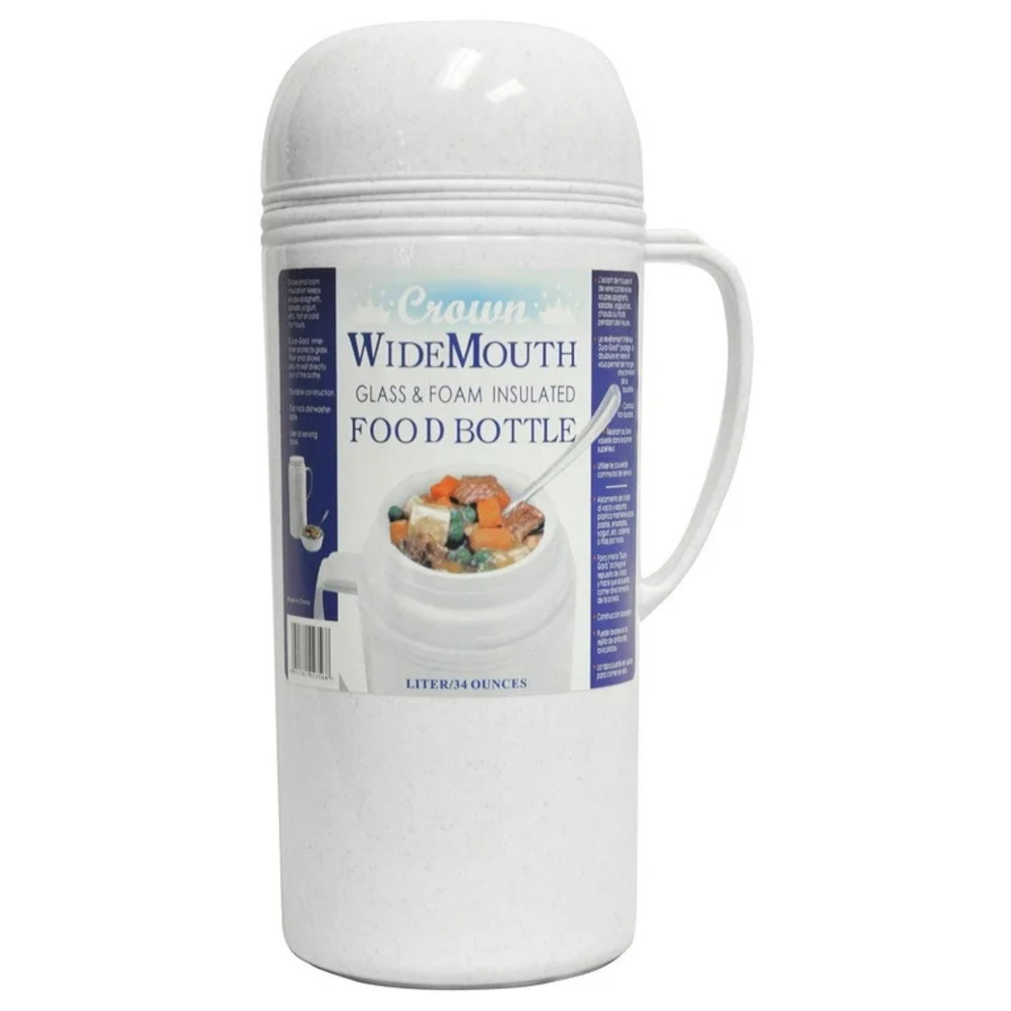 Brentwood 1.0 Liter / 34 oz Wide Mouth Foam Glass Vacuum Insulated Food Thermos