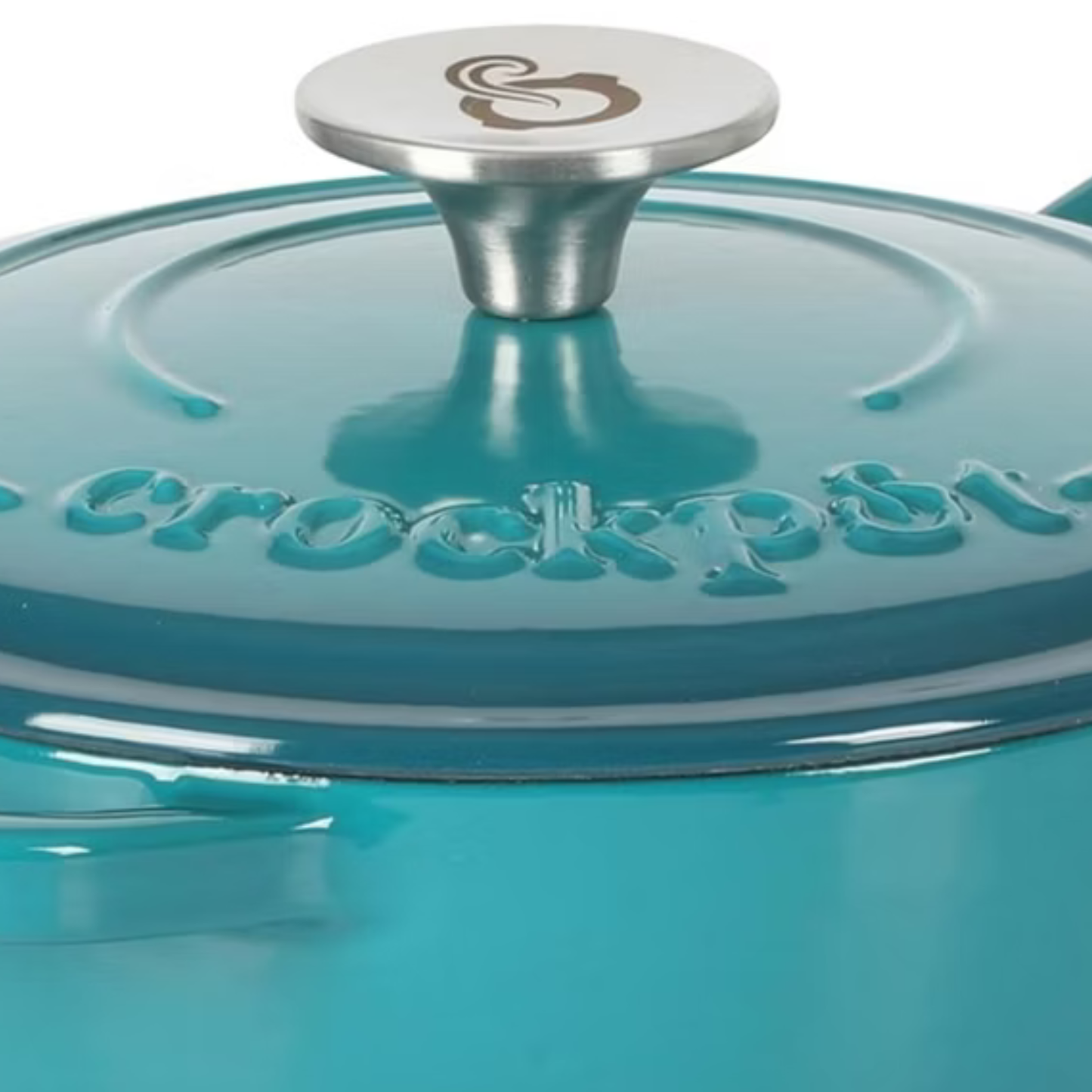 Crock-Pot Artisan 3 Quart 500°F Enameled Cast Iron Saucepan w Lid Teal Silver