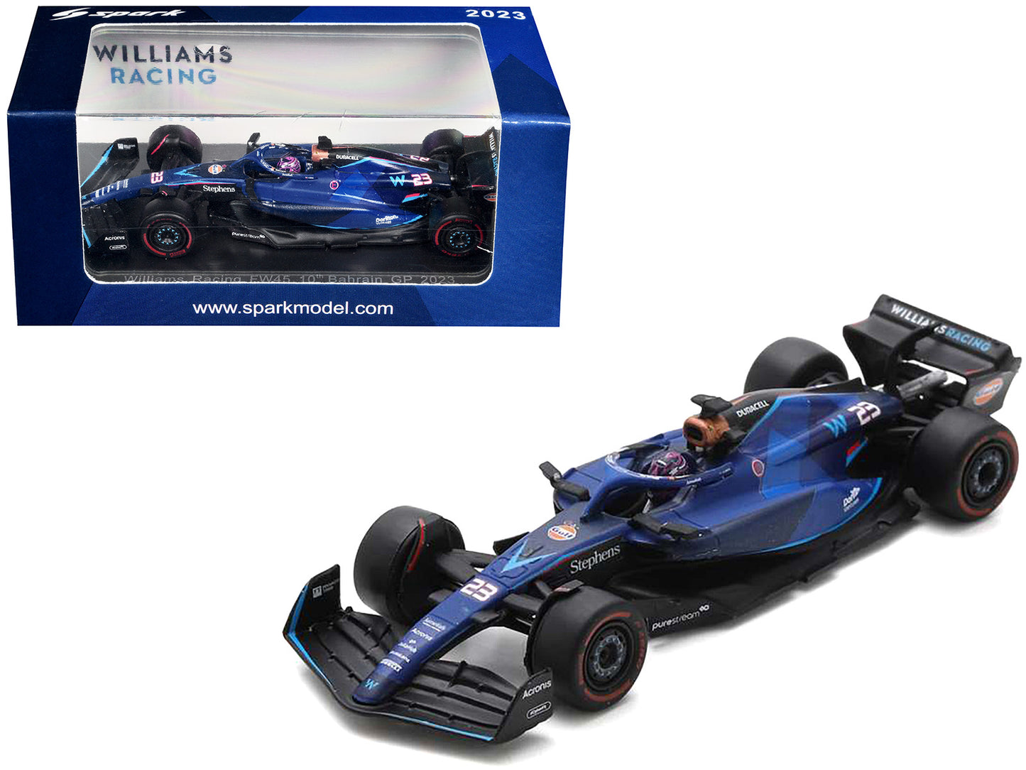 Williams Racing FW45 #23 Alex Albon Formula One F1 Bahrain GP 2023 1/64 Diecast