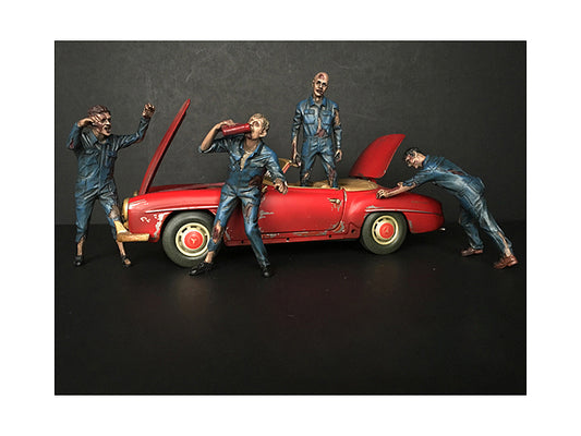 Zombie Mechanics 4 Piece Figurine Set Got Zombies?? for 1/18 Scale Models Ameri