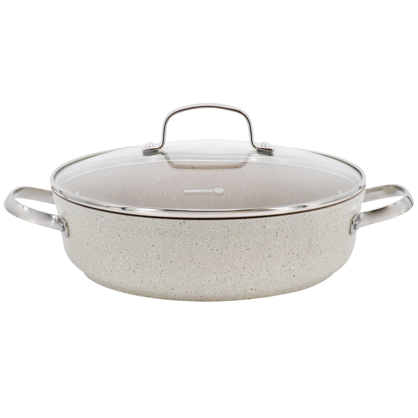 Korkmaz Granita 3.5 L Aluminum Nonstick Low Casserole in Tan