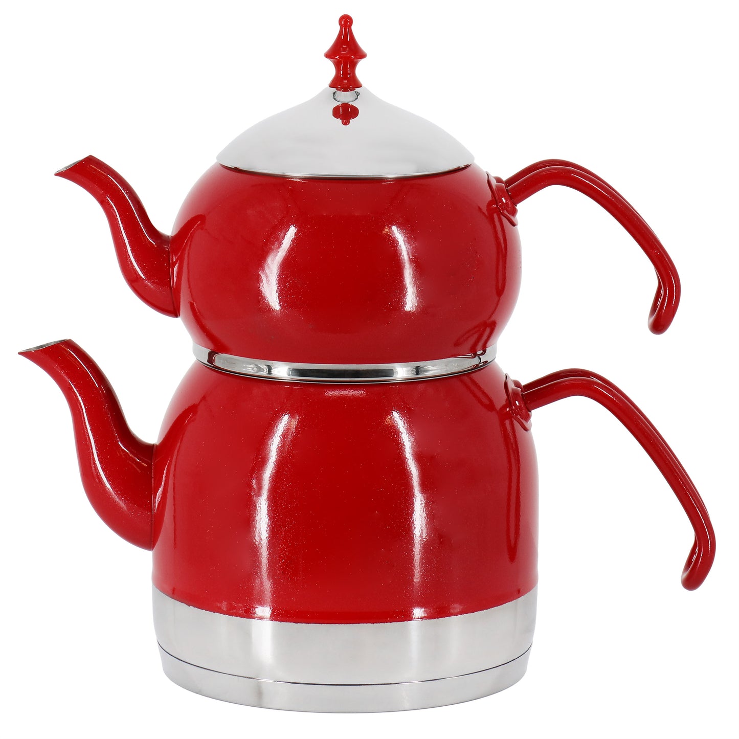Korkmaz Rena 1.1 Liter Tea Pot & 2.4 Liter Kettle Set in Red
