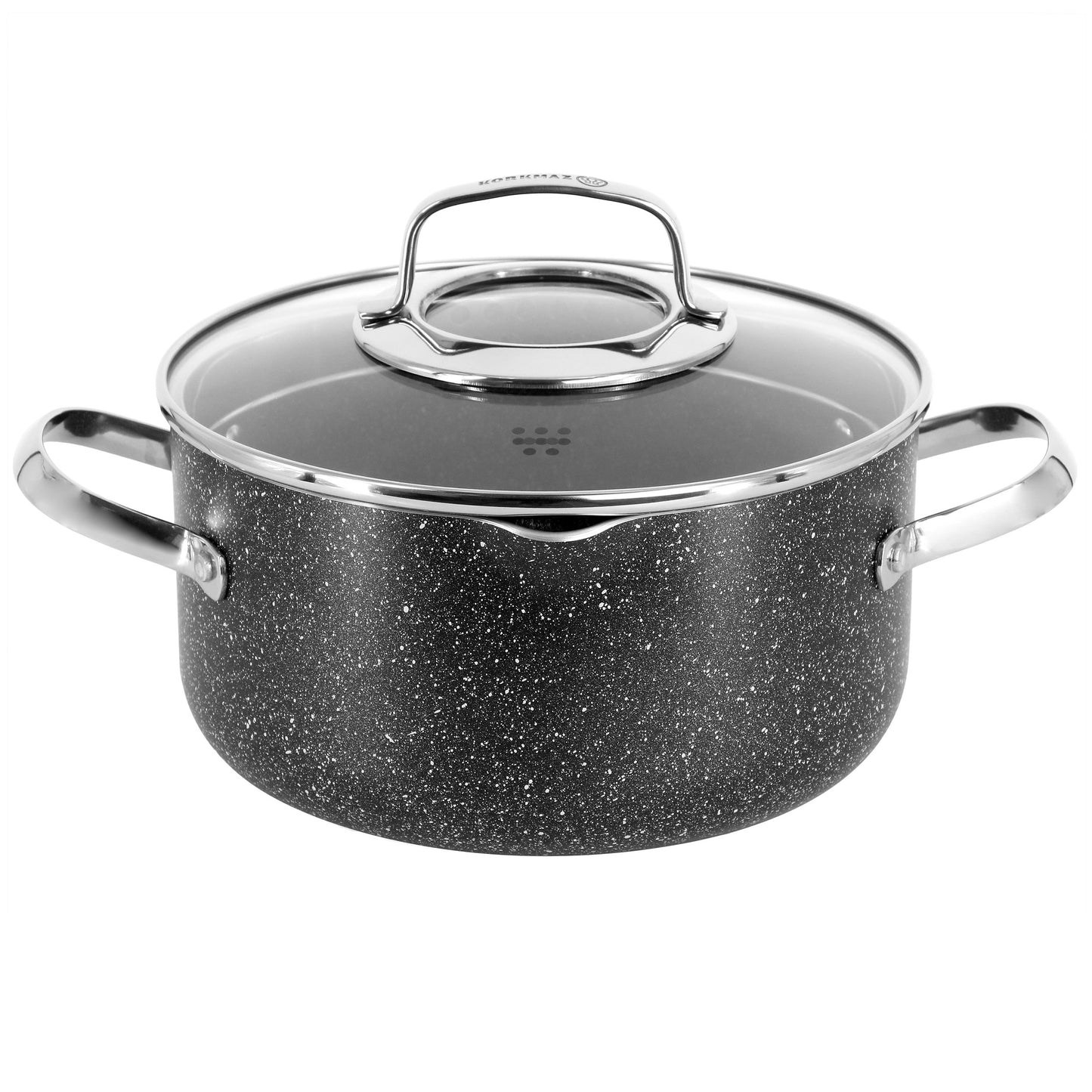 Korkmaz Galaksi Non Stick 8" 3 L Casserole w Lid in Black
