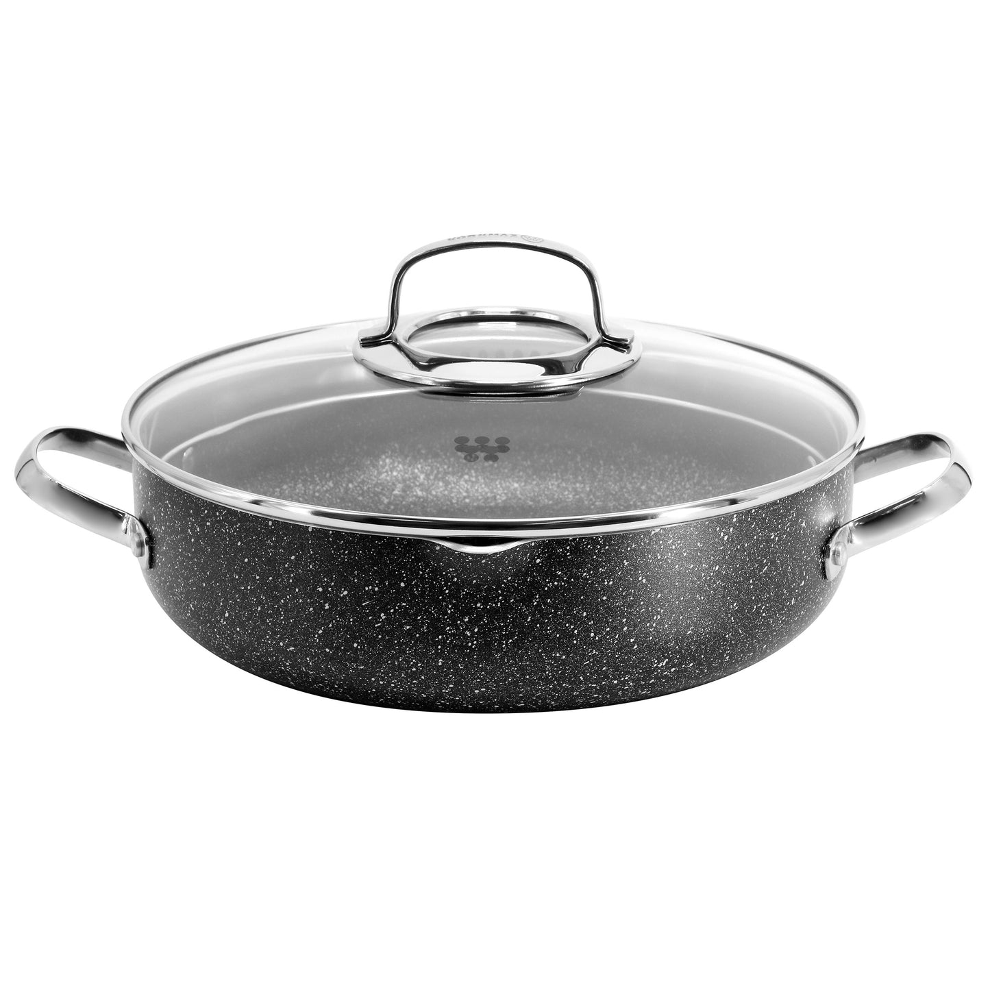 Korkmaz Galaksi Non Stick 10" 3.5 L Low Casserole w Lid in Black