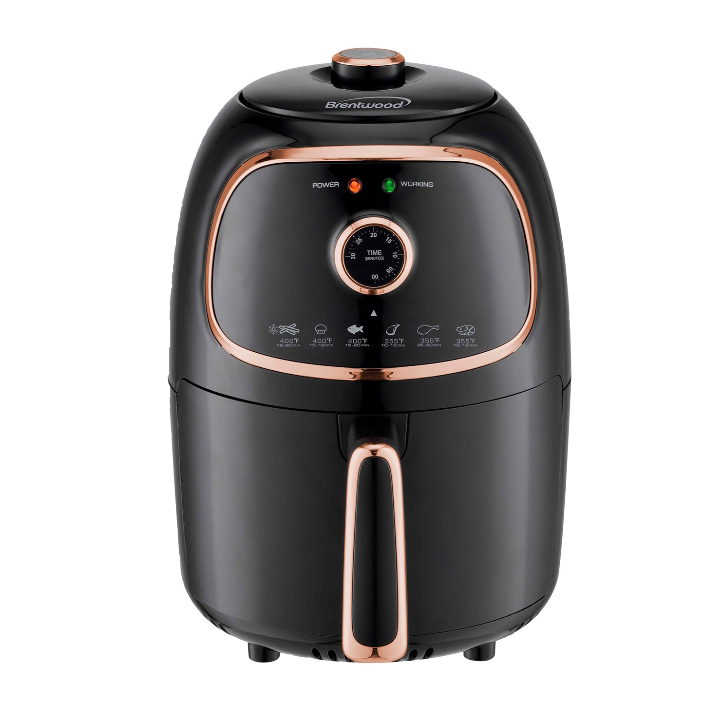 Brentwood AF-202BK 2 Qt Small Electric Air Fryer Copper w Timer & Temp Control