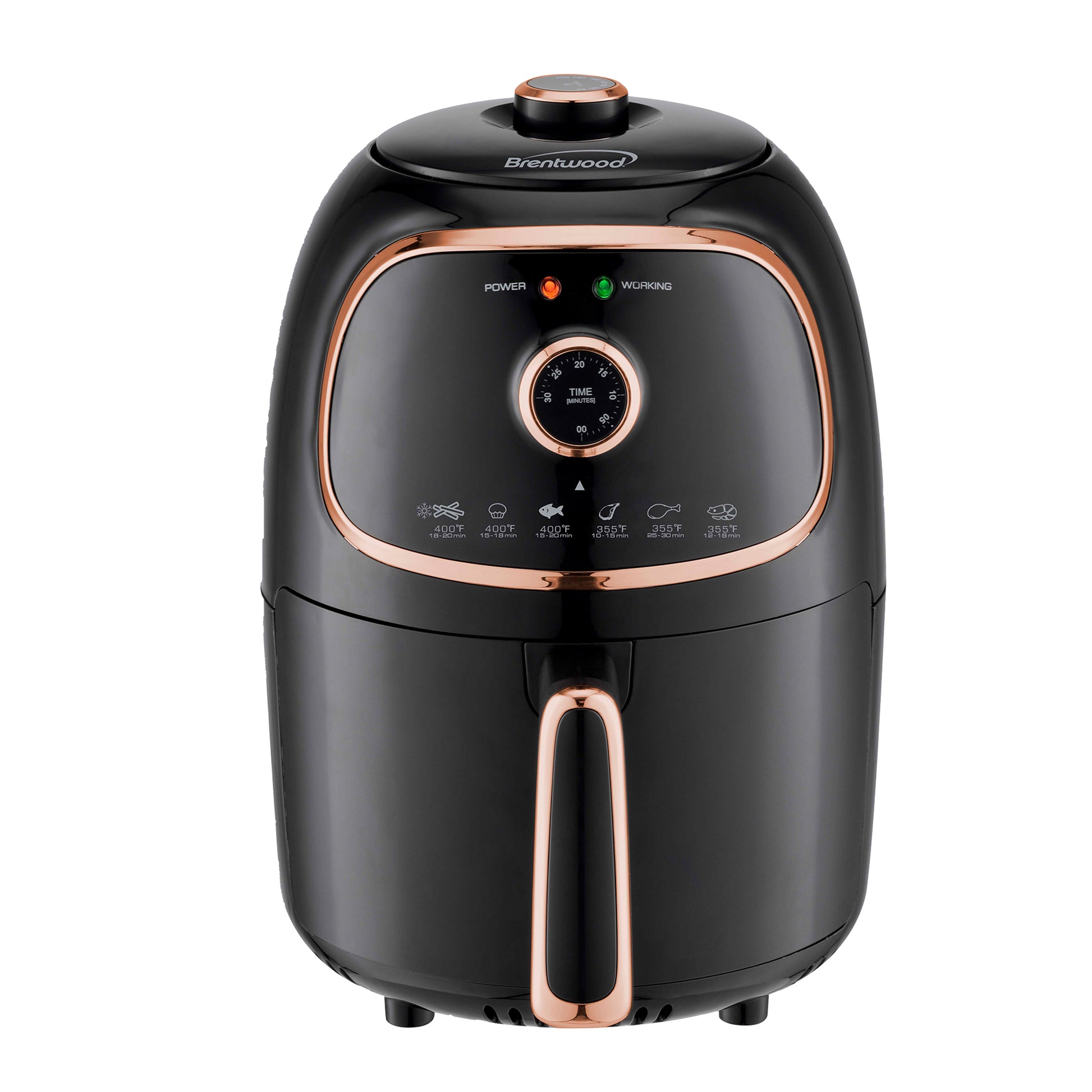 Brentwood AF-202BK 2 Qt Small Electric Air Fryer Copper w Timer & Temp Control