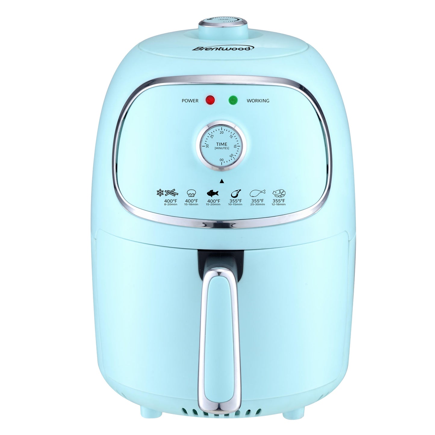 Brentwood AF-202BL 2 Qt Small Electric Air Fryer Blue w Timer & Temp Control