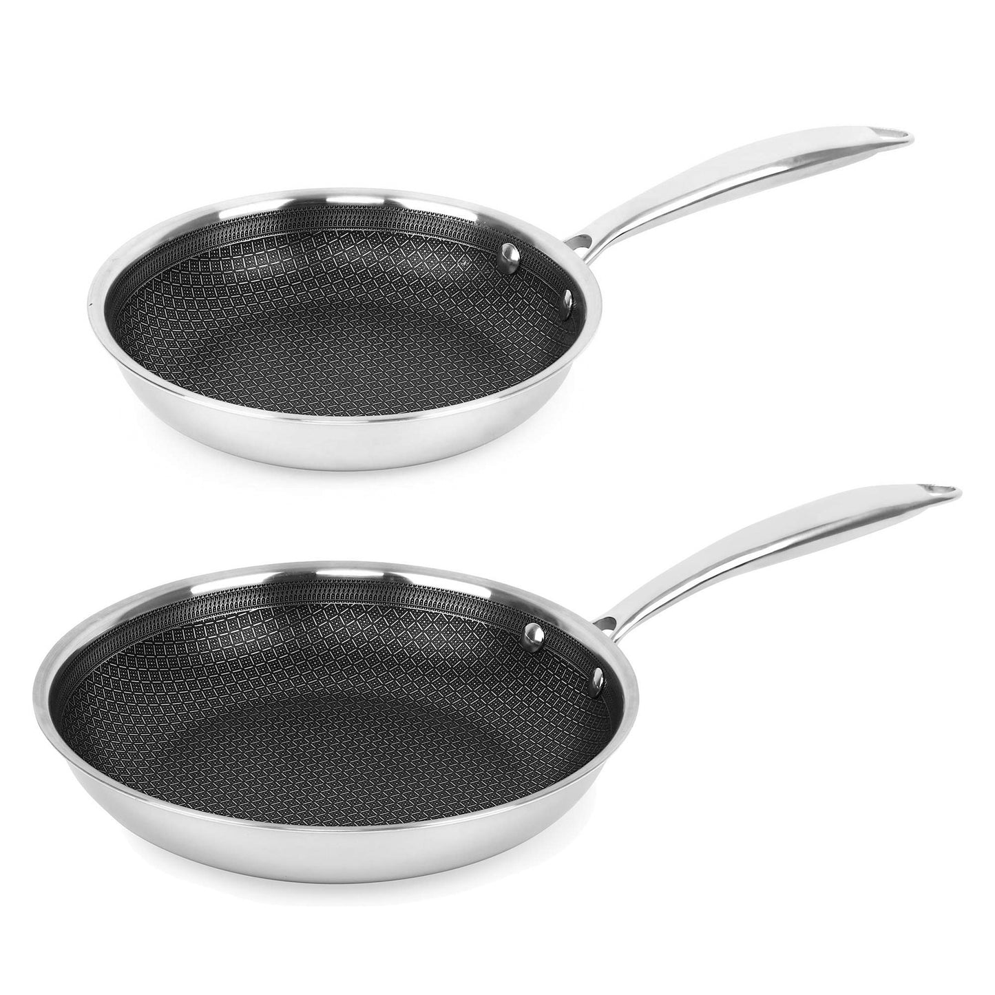 Brentwood 8" & 9.5" Hybrid Non-Stick Stainless Steel Frying Pan Set 570°F