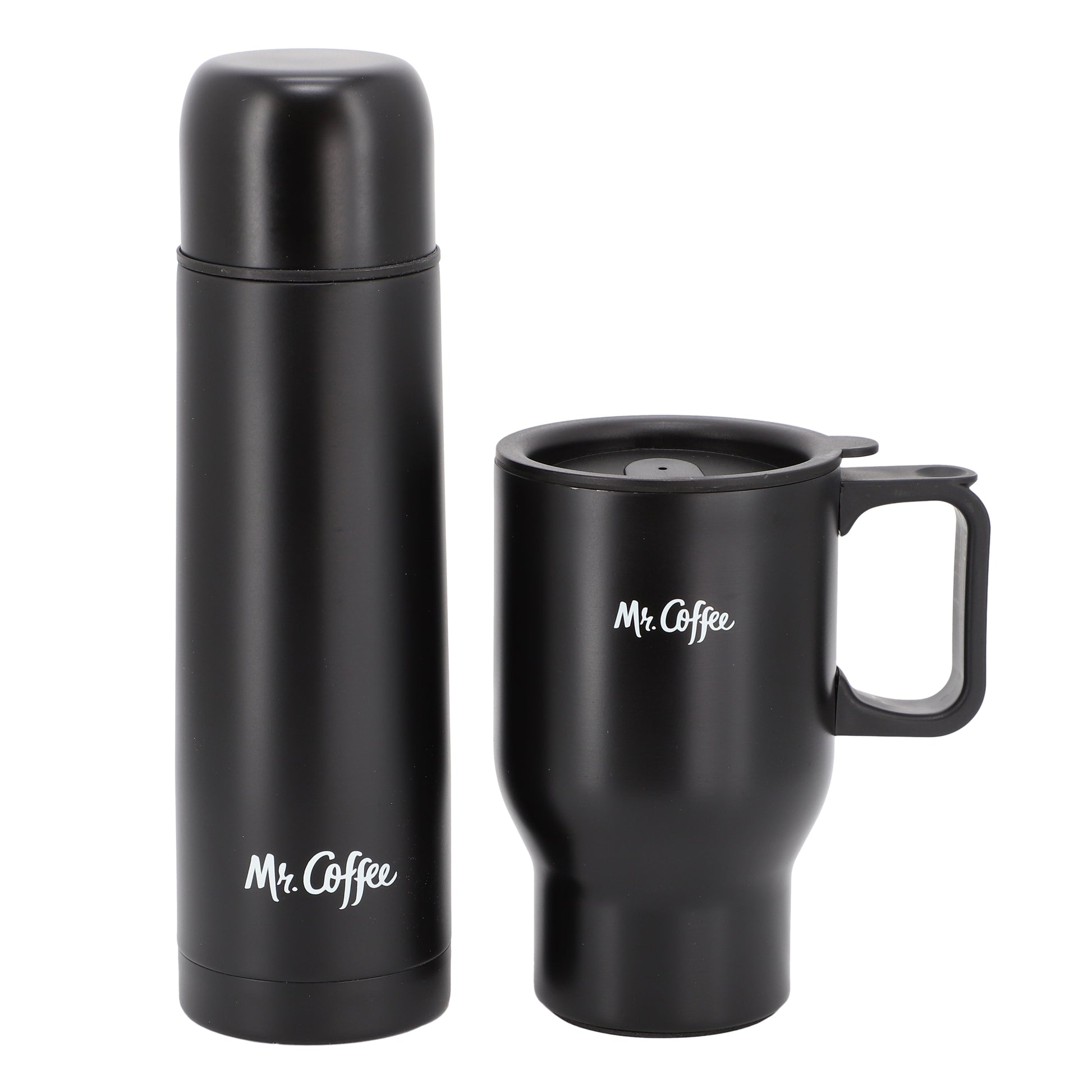 Mr. Coffee Javelin 2 Piece Thermal Bottle & Travel Mug Set in Black