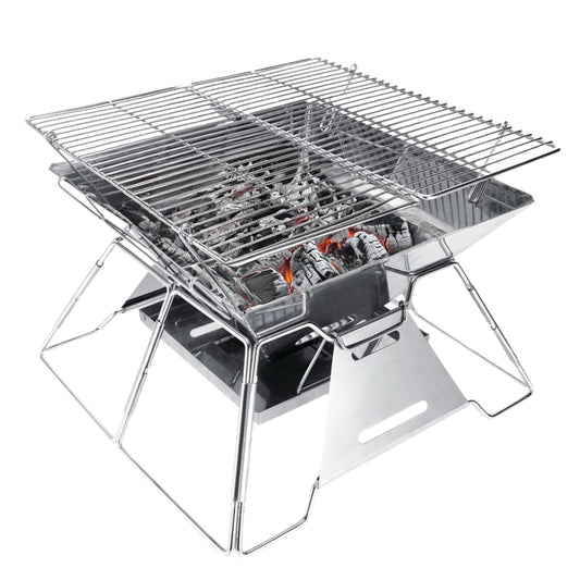 Brentwood 14 x 14" Portable Stainless Steel Folding Charcoal BBQ Grill w Carry B