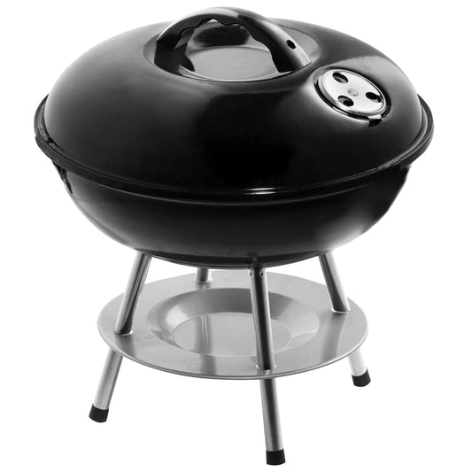 Better Chef Black 14" Portable Lightweight Charcoal Steel Barbecue Grill w Lid