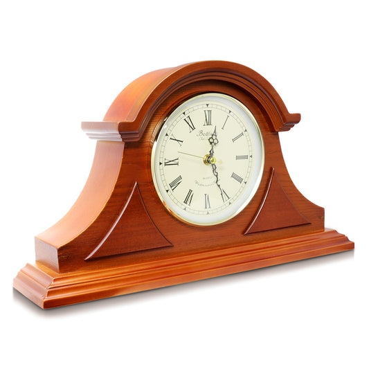 Bedford Clock Collection Mahogany Cherry Wood Mantel Shelf Clock with Chimes