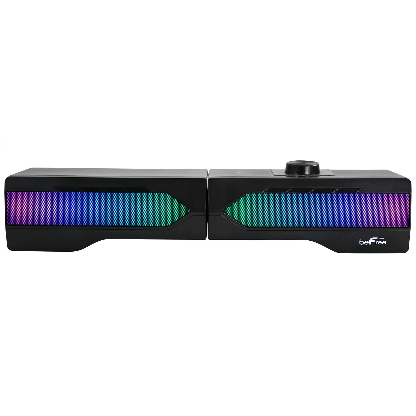 beFree 2 in 1 Gaming Modular Dual Soundbar & Computer Desk Speakers w LED Lights
