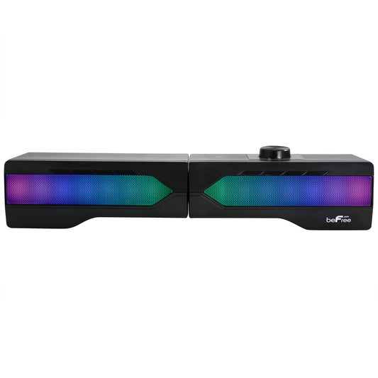 beFree 2 in 1 Gaming Modular Dual Soundbar & Computer Desk Speakers w LED Lights